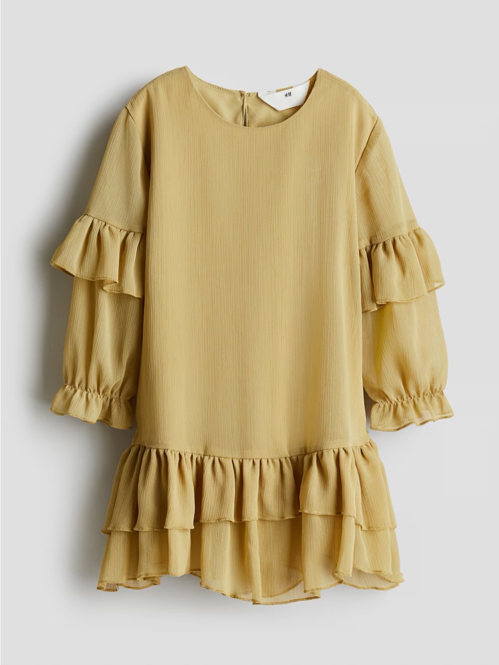 H&M Dusty Yellow Ruffle Dress